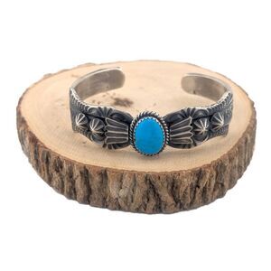 Navajo Turquoise Cuff Bracelet Native American Handmade Jewelry  size 6.5 **‎